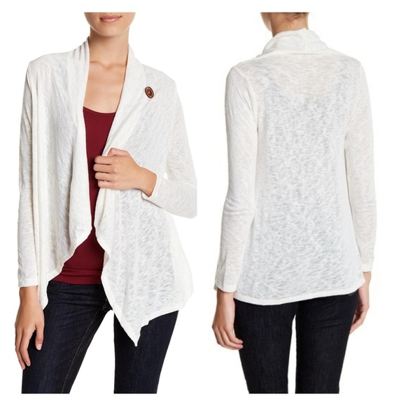 White Onebutton Asymmetrical Cardigan 